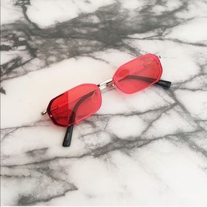 Red retro transparent sunglasses